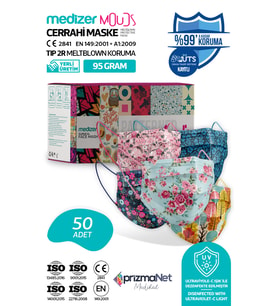 Medizer Mouds Serisi 1 Meltblown Kumaş 3 Katlı Cerrahi Maske 5 Desen - Telli 50 Adet