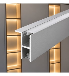DL819A Slim Lineer LED Raf Aydınlatma Profili Alüminyum rengi 1 Metre 8x19 mm Çift Yönlü Opal Kapaklı Raf LED Profili