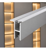DL819A Slim Lineer LED Raf Aydınlatma Profili Alüminyum rengi 1 Metre 8x19 mm Çift Yönlü Opal Kapaklı Raf LED Profili