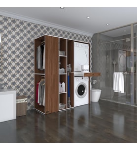 Kenzlife çamaşır-kurutma makinesi dolabı ve giysi dolabı çekmeceli attar sol cvz 187*160*60  banyo (Beyaz)