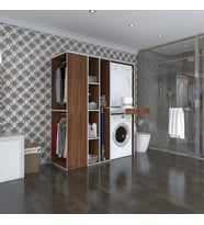 Kenzlife çamaşır-kurutma makinesi dolabı ve giysi dolabı çekmeceli attar sol cvz 187*160*60  banyo (Beyaz)
