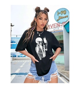 Baskılı T-shirt - Siyah