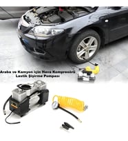 Araba Oto Araç Lastik Şişirme Pompası 150 Psi Metal Gövde Çakmaklık Girişli Hava Kompresörü
