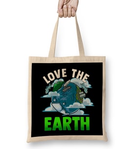 Love The Earth Hipster Cute Hippie Mother Earth Bez Çanta Uzun Saplı
