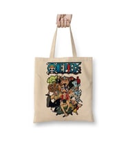 One Piece Karakterler Bez Çanta Uzun Saplı Alışveriş Çantası Plaj Çantası (Beyaz)