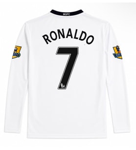 Ronaldo Manchester United 2008 Şampiyonlar Ligi beyaz uzun Kollu Yetişkin Futbol Forması