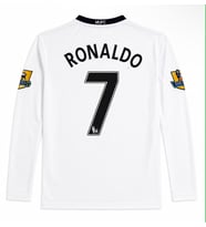 Ronaldo Manchester United 2008 Şampiyonlar Ligi beyaz uzun Kollu Yetişkin Futbol Forması