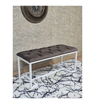 Beyaz Boyalı - L - Ayaklı 100 cm x 38 cm Oturak - Bench - Makyaj Taburesi - Makyaj Oturak Kahverengi Renk 100 x 40 Boyut/Ebat (Çok Renkli)