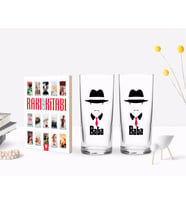 BK Home Renkli Baskılı Godfather Baba Tasarımlı İkili Rakı Bardağı ve Rakı Cep Kitabı Hediye Seti-11 (Model 1)