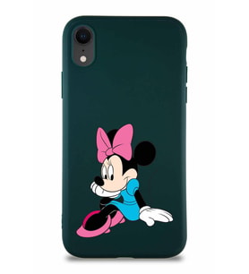 Apple iPhone XR Soft Premier Kapak Minnie Mouse-E Tasarımlı Silikon Kılıf - Yeşil (Şeffaf)