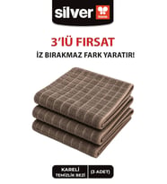 3 Adet Kareli Mikrofiber Temizlik Bezi Ultra Emici İz Bırakmaz Kahverengi 40×40 Cm