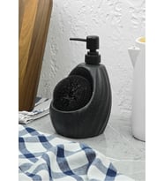 Taş Desenli Sıvı Sabunluk - Sünger Hazneli Mutfak Sabunluğu - 700 ML - Dalga Des (Siyah)