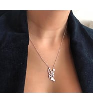 Rodium Kaplama Anne Melek Gümüş Kolye (Karışık)