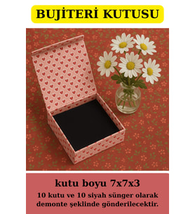 Takı Kutusu  10 Adet Süngerli Kutu - Küpe Anahtarlık Bujiteri Kutusu - Mini Kalpli (Pembe)