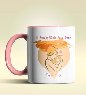 Kişiye Özel İlk Anneler Günün Kutlu Olsun 3 Tasarımlı Pembe Kupa (Pembe)