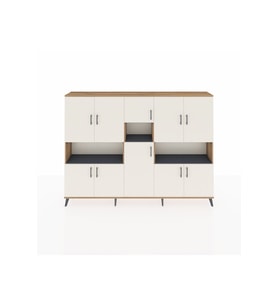 Arges Dolap 14 Raflı 10 Kapaklı 220x30x163 Çam-Aytaşı/Antrasit