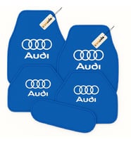 Audi Logolu Şık Oto Halı Paspas Seti 5 Parça  Lüks Araç İçi Zemin Koruma Aksesuarı (Mavi)