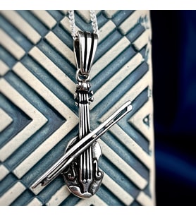 Gümüş Keman Kolye 925 Ayar Gümüş Keman Figürlü Unisex Kolye