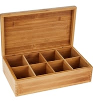 Lexroo 8 Bölmeli Bambu Ahşap Çay Kutusu, 12-3/8 "x 7-3/8" x 3-3/5"