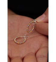 Elika Silver Kadın Üç Renkli Dorika Toplu 925 Ayar Gümüş Küpe