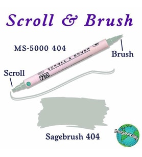 Zig Scroll & Brush Çift Çizgi ve Fırça Uçlu Kaligrafi ve Gölgeleme Kalemi 404 Sagebrush 