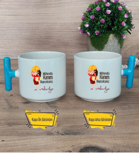 Mühendis Hanım Diyeceksiniz Kupa Bardak T Mavi Kulplu Kadın Mühendise Mühendisler Günü Hediyesi