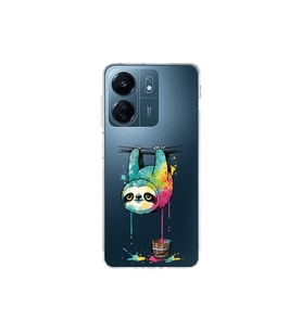 Redmi 13C ile Uyumlu Splash Tembel Hayvan Tasarımlı Şeffaf Silikon Kılıf