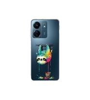 Redmi 13C ile Uyumlu Splash Tembel Hayvan Tasarımlı Şeffaf Silikon Kılıf