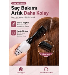Taraklı Saç Boyama Şişesi ve Saç Bakım Yağı Uygulama Fırçası Aplikatörü