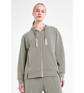 Kadın Fermuarlı Kapüşonlu Sweatshirt 25N-2103