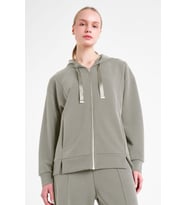 Kadın Fermuarlı Kapüşonlu Sweatshirt 25N-2103 (Bej)