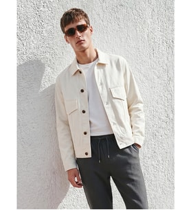 LCW Vision Gri Loose Fit Gömlek Yaka Erkek Gabardin Ceket