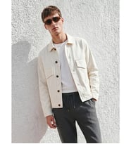 LCW Vision Gri Loose Fit Gömlek Yaka Erkek Gabardin Ceket
