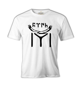 Türk Kayı Boyu Bayrak - Logo Beyaz Erkek Tshirt