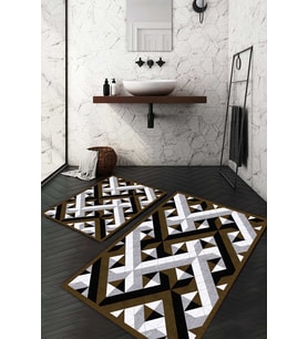 Dijital Baskılı Kaymaz Taban Yıkanabilir 2'li Klozet Takımı Banyo Paspası NDKZ-HT-806 (Kahverengi)