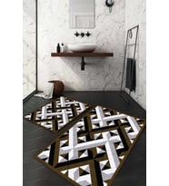 Dijital Baskılı Kaymaz Taban Yıkanabilir 2'li Klozet Takımı Banyo Paspası NDKZ-HT-806 (Kahverengi)
