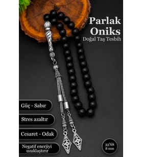 Erkek Oniks Taşlı Tesbih 8 mm Doğal Taş Oniks Tesbih BT044