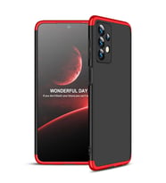 Samsung Galaxy A23 Kılıf 3 Parça Slim Sert Silikon Kapak AYS (Siyah-Kırmızı)