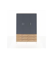 Arges Dolap 5 Raflı 6 Çekmeceli Tek Askılı 132x30x195 Aytaşı-Antrasit/Çam