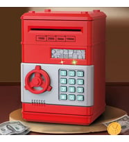 Premium Atm Kumbara – Şifreli Para Kasası, Otomatik Para Alma, Çocuk ve Yetişkinler Için Güvenli Birikim (Kırmızı)