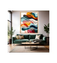 Duman Görünümlü Soyut Renkli Ahşap Çerçeveli MDF Tablo Duvar Tablosu Modern Ev Dekoru Salon Tablosu (Siyah)