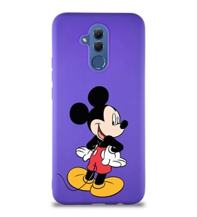 Huawei Mate 20 Lite Soft Premier Kapak Mickey Mouse-D Tasarımlı Silikon Kılıf - Mor (Şeffaf)