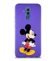 Huawei Mate 20 Lite Soft Premier Kapak Mickey Mouse-D Tasarımlı Silikon Kılıf - Mor (Şeffaf)