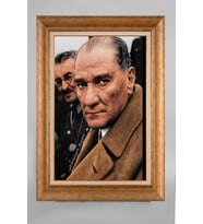 Altın Varaklı Paspartulu Çerçeveli Atatürk Tablo nt951