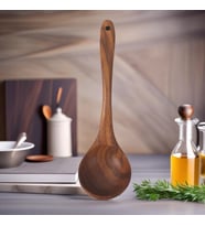 Lexroo Doğal Akasya Ağacından El Oyması Servis Çatalı 26cm