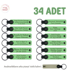Bilim ve Deney Atölyesine Katılım Hediyesi, 34'lü Set, Kişisel Anahtarlık, Fıstık Yeşil & S Kahve (Fıstık Yeşili)