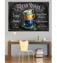 Fresh Roast Kahve Çeşitleri Tabelası Dekoratif Kanvas - Mdf Ahşap Tablo