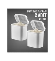 2'li Un ve Bakliyat Kabı, 4,5 Litre, Beyaz, Pratik Saklama Çözümü