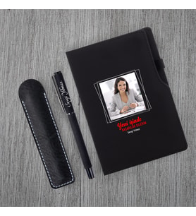 Kişiye Özel Yeni İş Temalı Siyah Defter & Siyah Roller Kalem