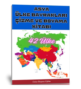 Asya Ülkeleri Bayrağı Çizme ve Boyama Kitabı